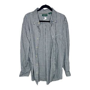 Orvis 100% Cotton Gray and White Gingham Plaid Button Down Shirt XL